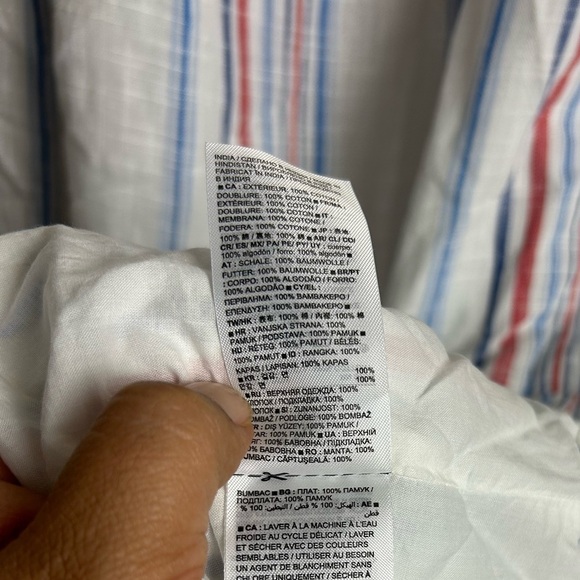 Gap Tall Midi Dress M Linen Blend Striped Summer Vacation Resort Old Money chic - Picture 10 of 16